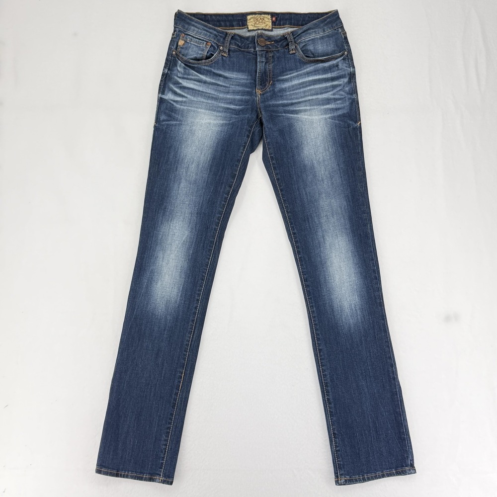 Dear John Apex Straight Jeans Womens 28 Blue Medium Wash Low Rise Stretch Denim‎